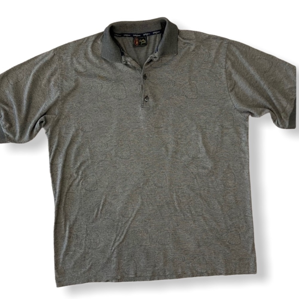 Vintage Bobby Jones Navy Blue Paisley Print Short Sleeve Golf Polo Men XL